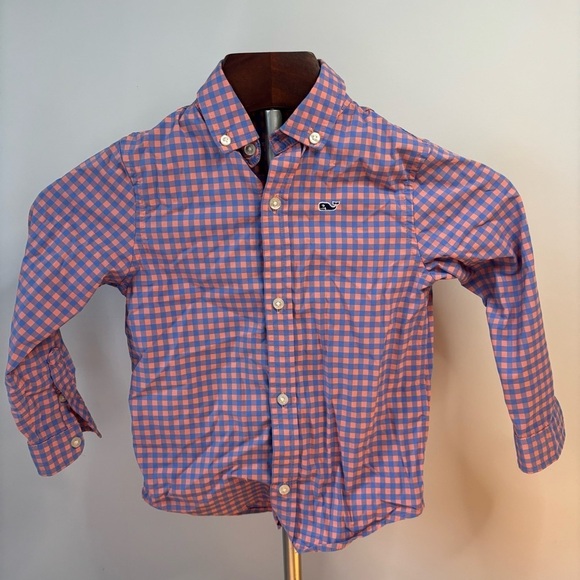 Toddler Boys Vineyard Vines On The Go Gingham Button Down Shirt. Size 3T - Picture 2 of 5